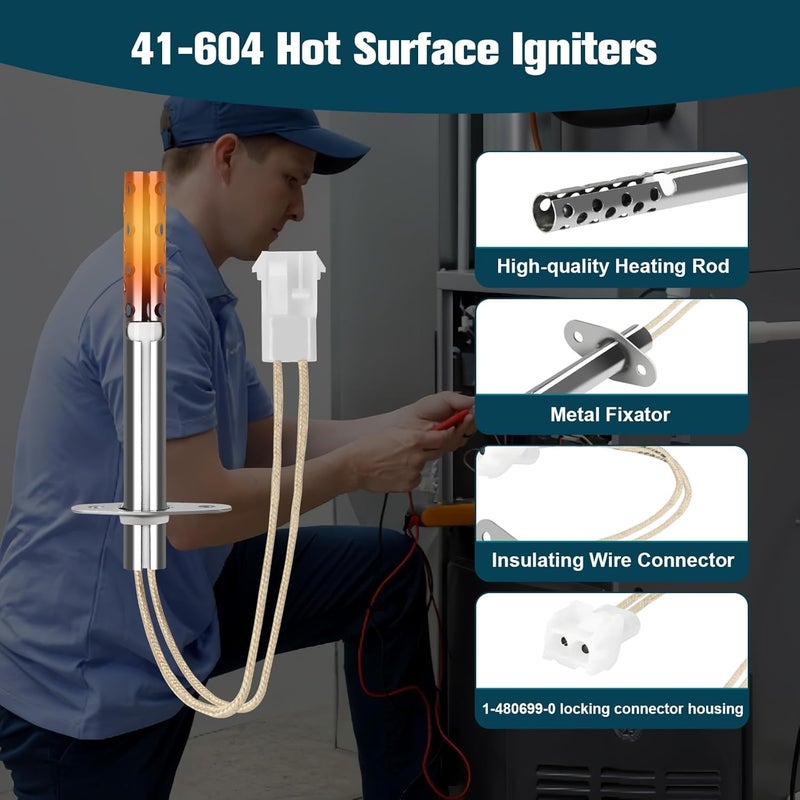 MOHTOL Upgraded 41-604 Furnace Hot Surface Ignitor Replacement Compatible with Robertshaw Armstrong Air Norton White-Rodgers Silicon Nitride Ignitor, 767A-380 Replace 44744-2 601XBM Mini Ignitor - Image 4